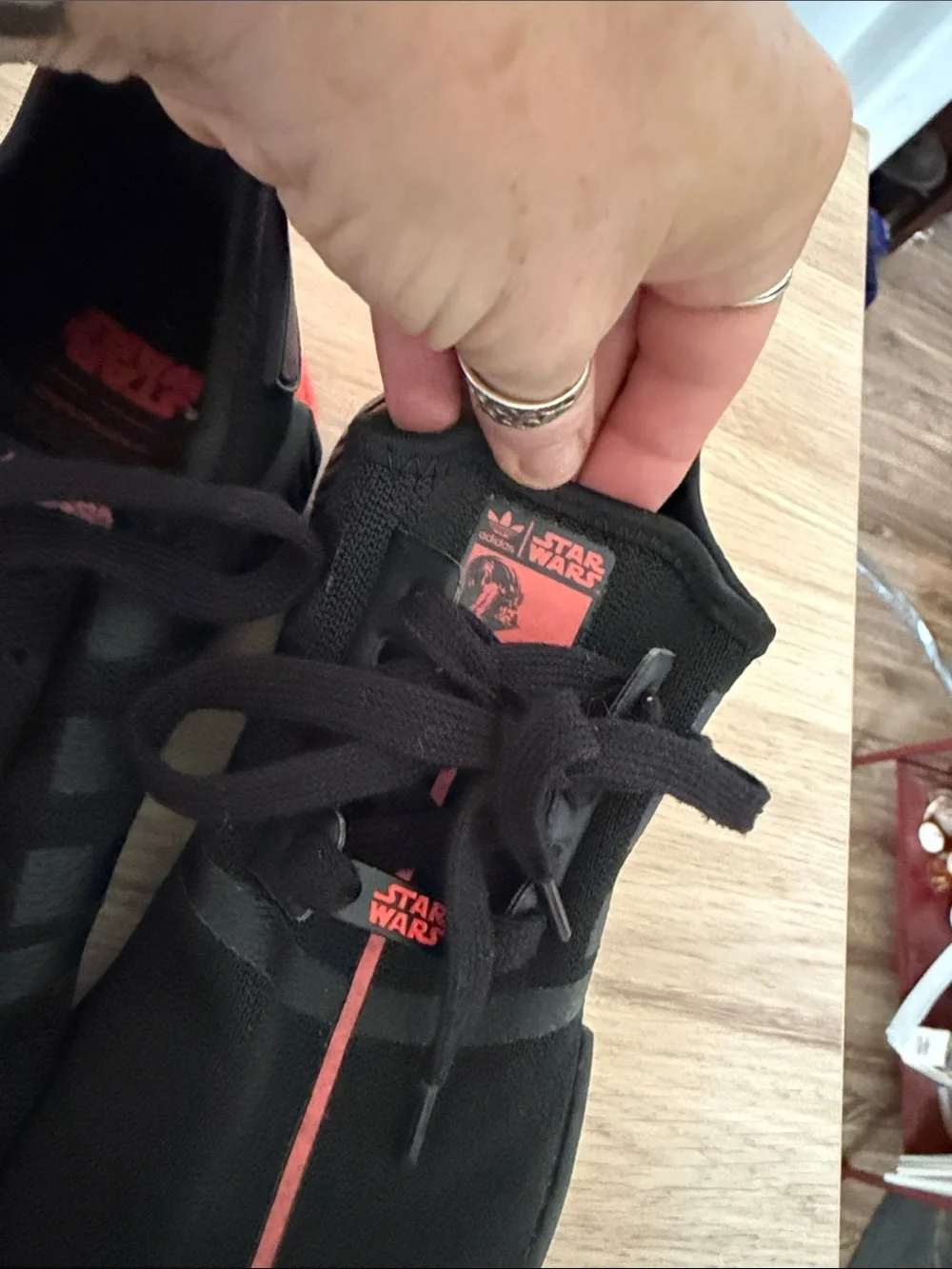 Adidas Star Wars Unisex Black Sneakers with Red Stripe